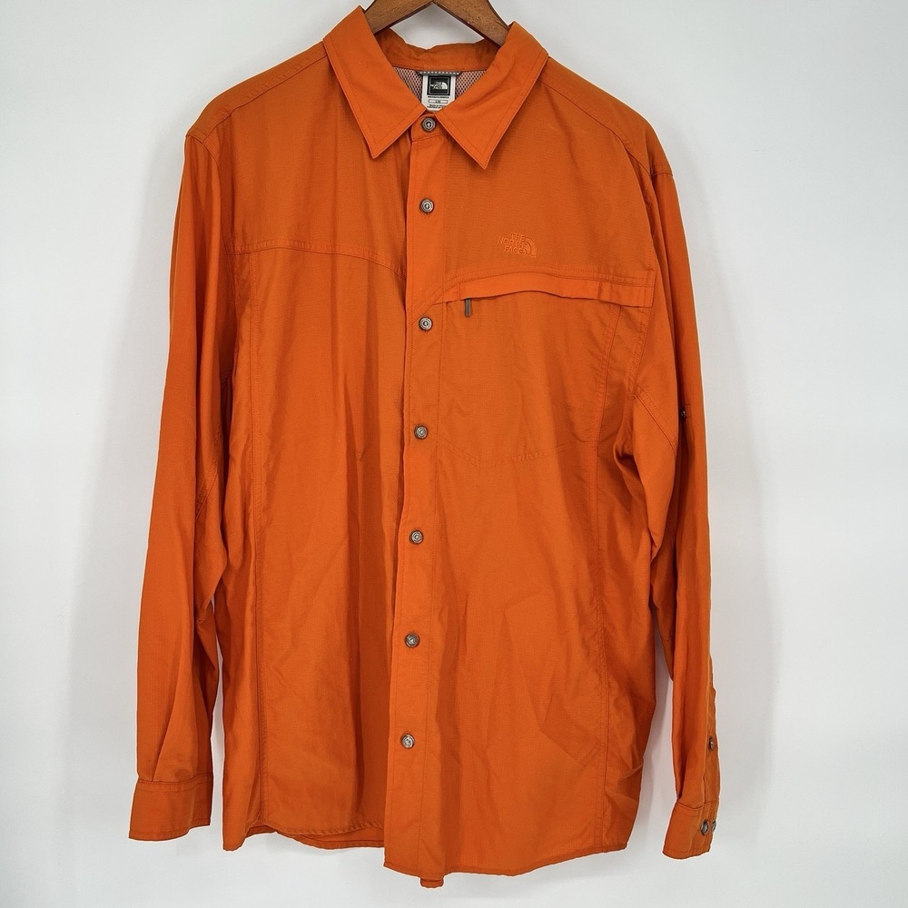 North Face Mens Size Large Hiking Outdoors Vented Button‎ Up Lightweight Nylon